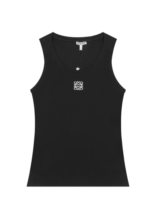 Loewe Tops - New LOEWE Anagram Embroidered Ribbed Tank Top Black Sleeveless Top